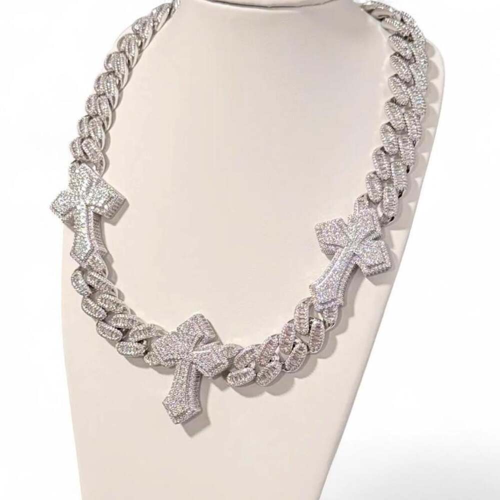 Silver Baguette Cross Necklace – 20 Inch - Picture 7 of 8